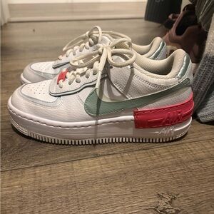 White and Green AF1 with Pink Accents